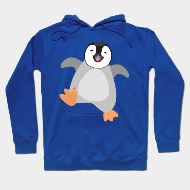 Cute happy emperor penguin chick dancing cartoon Hoodie by FrogFactory